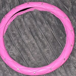 Pink Quilted Steering Wheel Cover